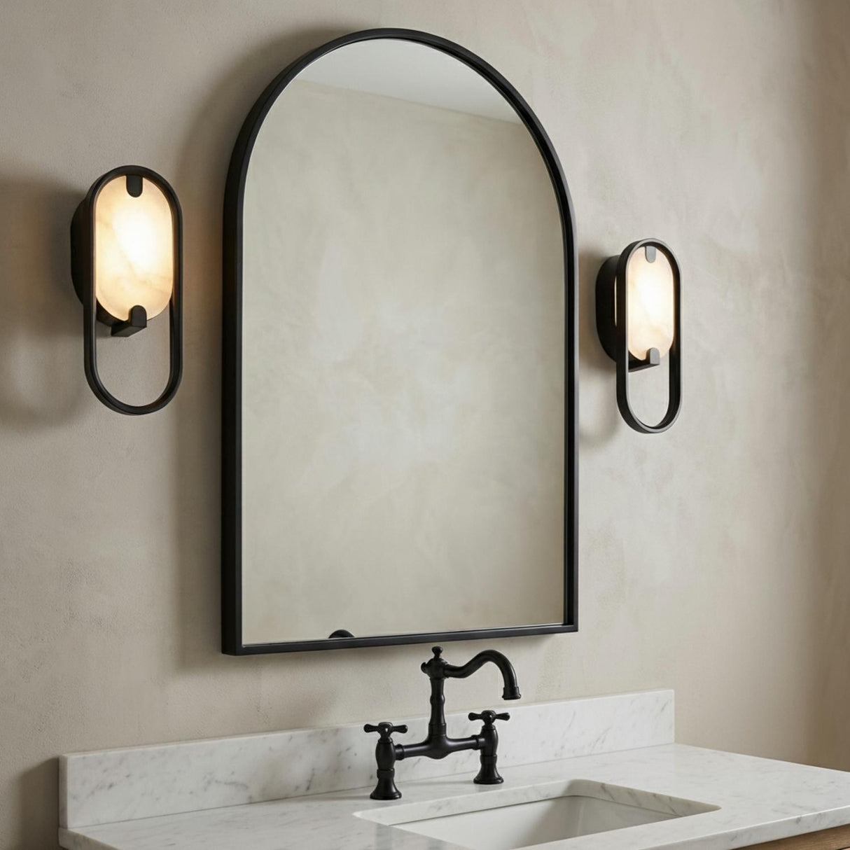 Inez LED Wall Sconce 11", Matte Black and Alabaster