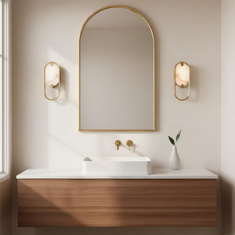 Inez LED Wall Sconce 11", Brass and Alabaster