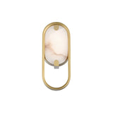 Inez LED Wall Sconce 11", Brass and Alabaster