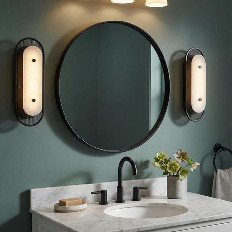 Vance LED Wall Sconce 16", Matte Black and Alabaster