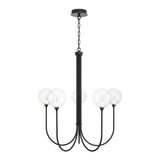 Eaton LED 5 Light Chandelier 34", Matte Black and Clear Glass