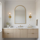 Eaton LED Wall Sconce 19", Brass and Clear Glass for Modern home with White Wood