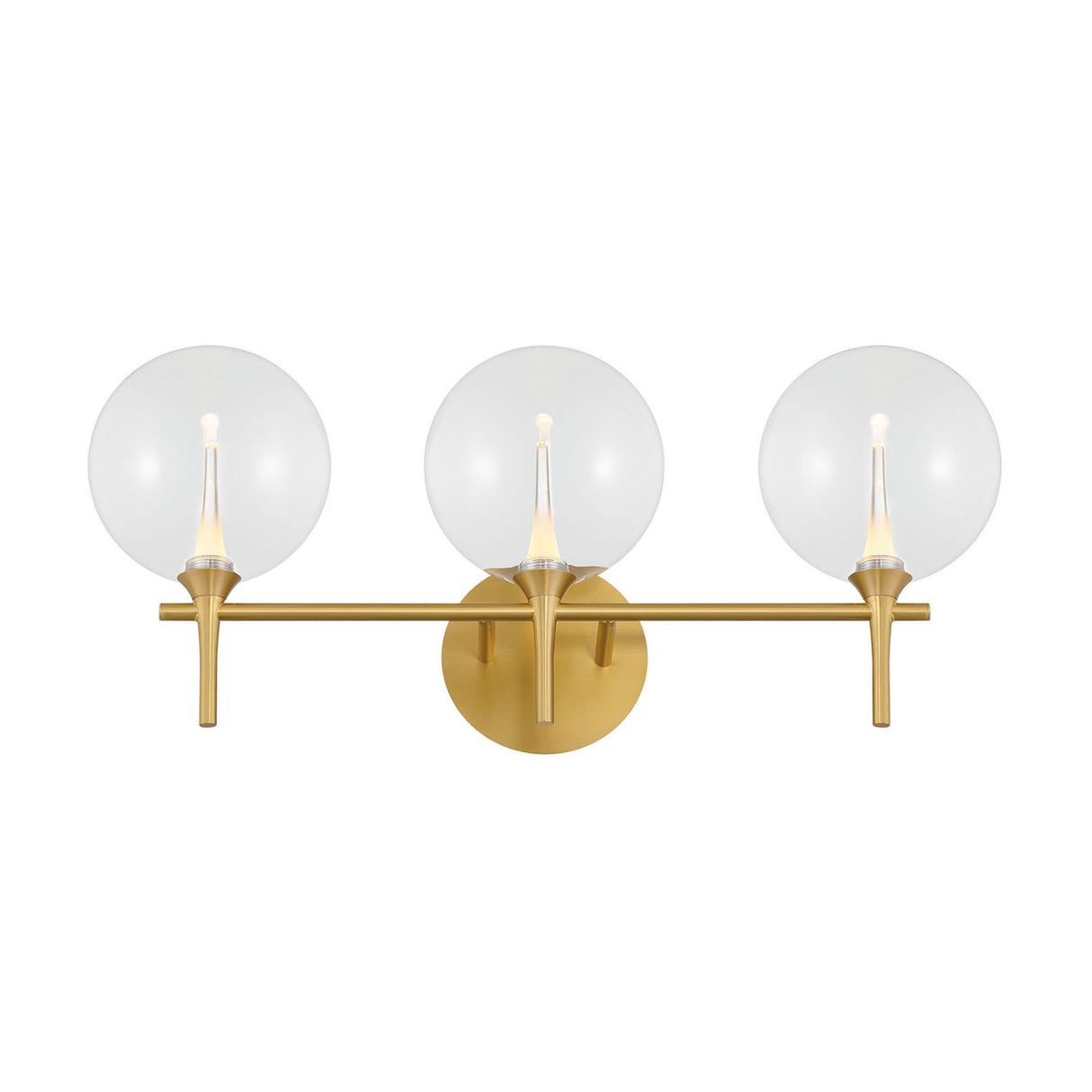 Eaton LED 3 Light Vanity, Brass and Clear Glass
