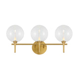 Eaton LED 3 Light Vanity, Brass and Clear Glass