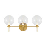 Eaton LED 3 Light Vanity, Brass and Clear Glass