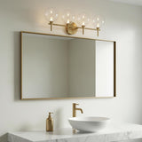 Eaton LED 4 Light Vanity, Brass and Clear Glass
