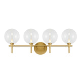 Eaton LED 4 Light Vanity, Brass and Clear Glass