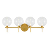 Eaton LED 4 Light Vanity, Brass and Clear Glass