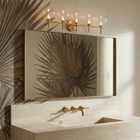 Eaton LED 5 Light Vanity, Brass and Clear Glass