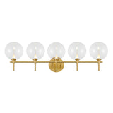 Eaton LED 5 Light Vanity, Brass and Clear Glass
