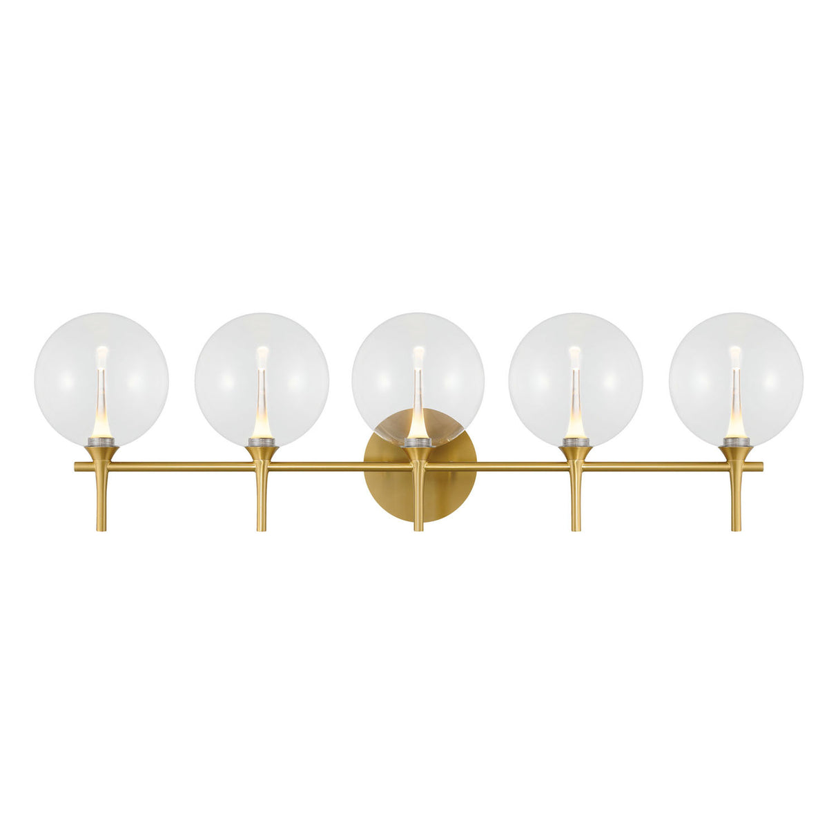 Eaton LED 5 Light Vanity, Brass and Clear Glass