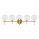 Eaton LED 5 Light Vanity, Brass and Clear Glass