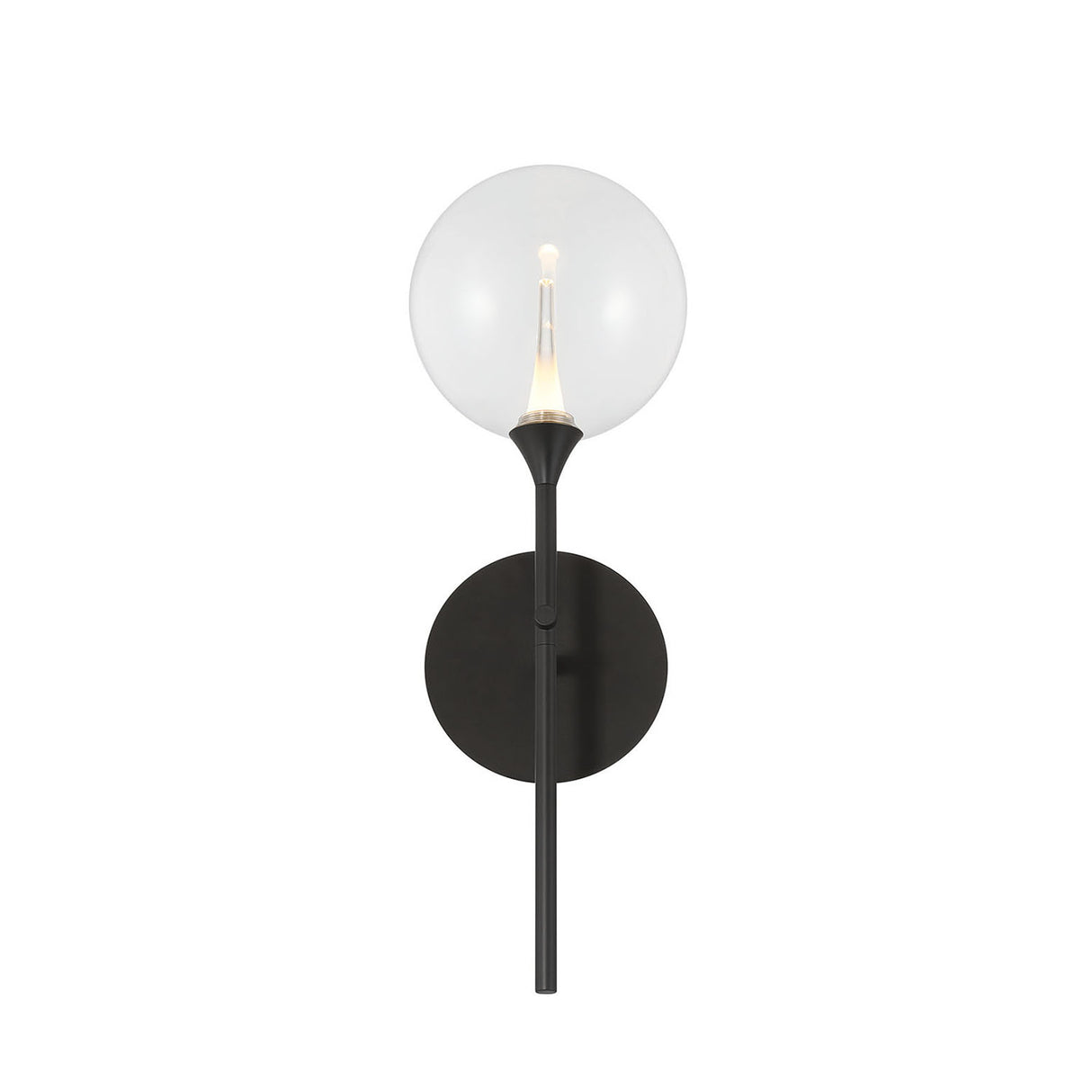 Eaton LED Wall Sconce 19", Matte Black and Clear Glass
