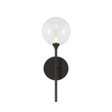 Eaton LED Wall Sconce 19", Matte Black and Clear Glass