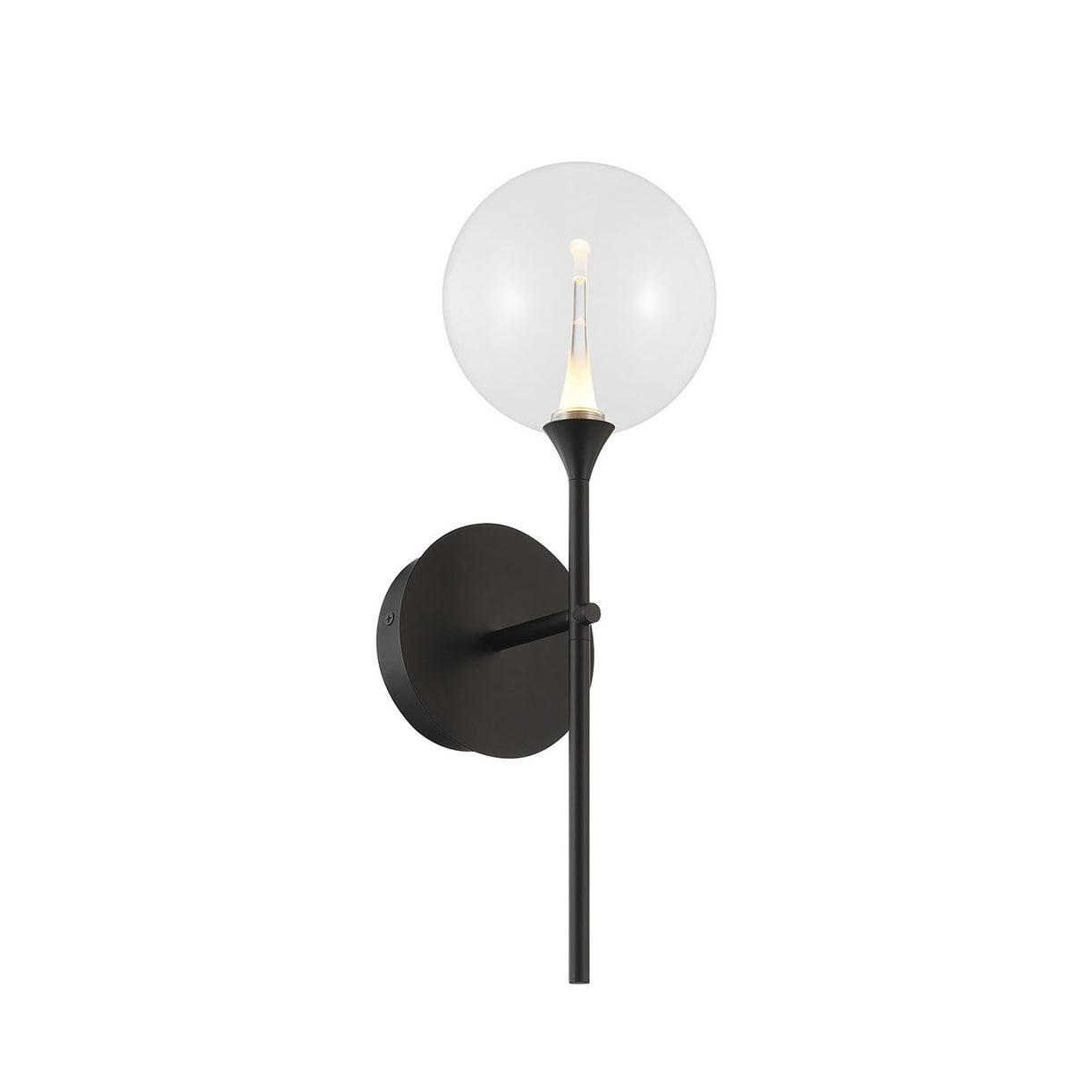 Eaton LED Wall Sconce 19", Matte Black and Clear Glass