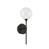 Eaton LED Wall Sconce 19", Matte Black and Clear Glass