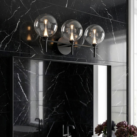 Eaton LED 3 Light Vanity for Modern home with Black Marble Tile