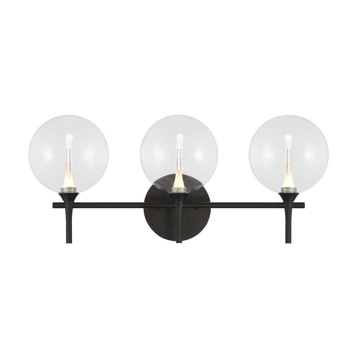 Eaton LED 3 Light Vanity, Matte Black and Clear Glass
