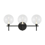 Eaton LED 3 Light Vanity, Matte Black and Clear Glass