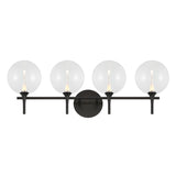 Eaton LED 4 Light Vanity, Matte Black and Clear Glass