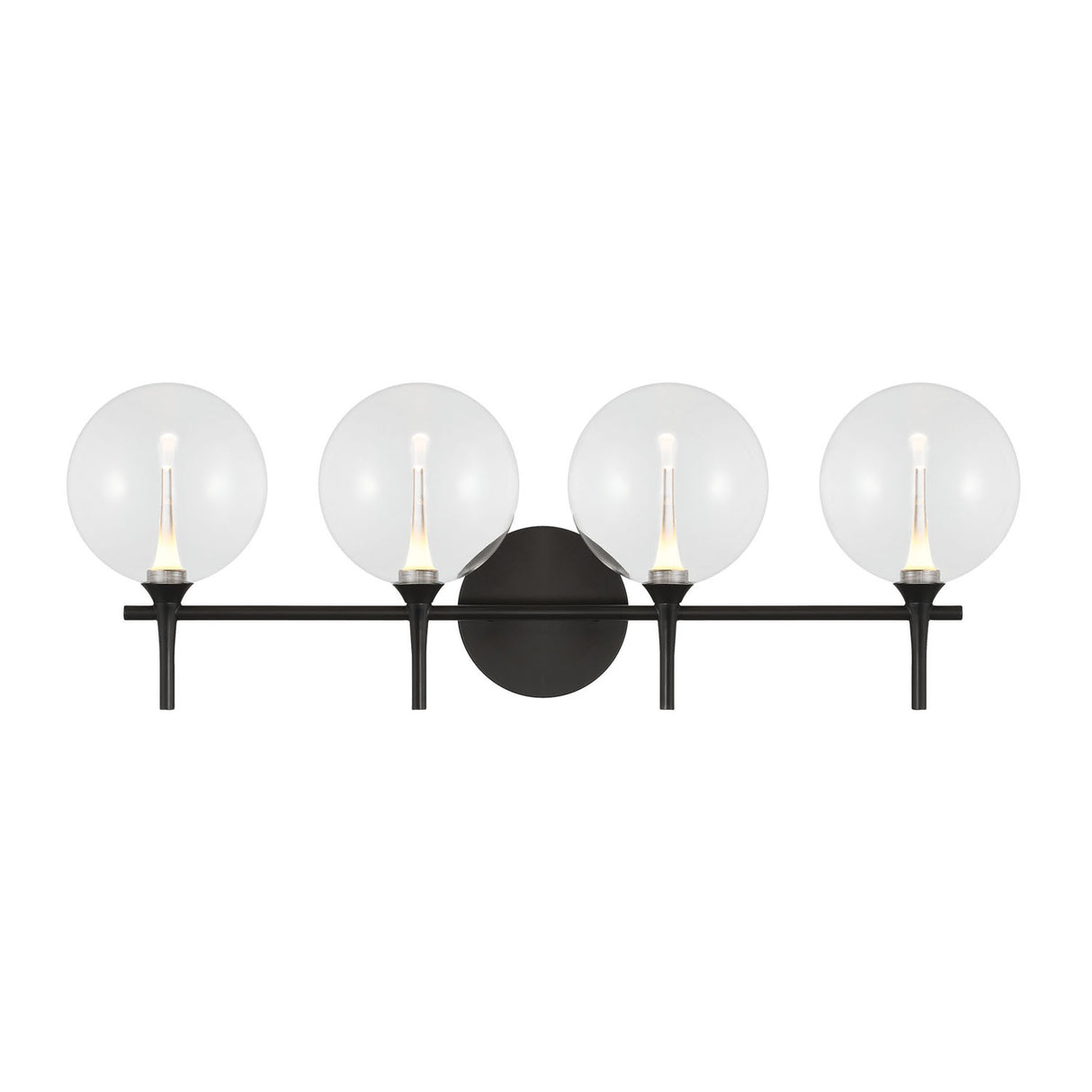 Eaton LED 4 Light Vanity, Matte Black and Clear Glass