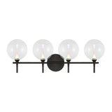 Eaton LED 4 Light Vanity, Matte Black and Clear Glass