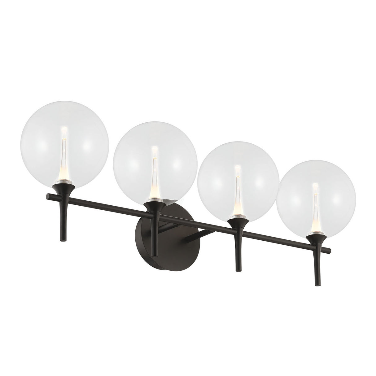 Eaton LED 4 Light Vanity, Matte Black and Clear Glass