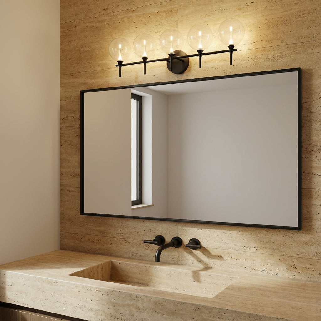 Eaton LED 5 Light Vanity for Modern home with Beige Stone