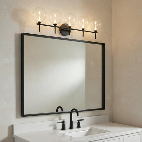 Eaton LED 5 Light Vanity, Matte Black and Clear Glass