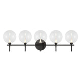 Eaton LED 5 Light Vanity, Matte Black and Clear Glass