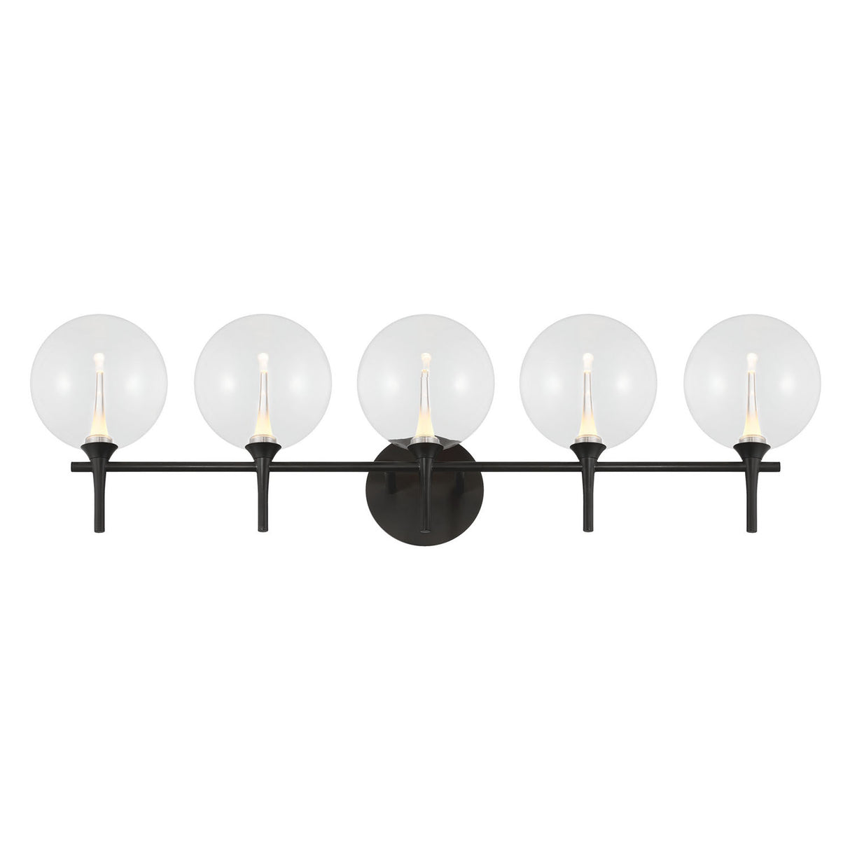 Eaton LED 5 Light Vanity, Matte Black and Clear Glass