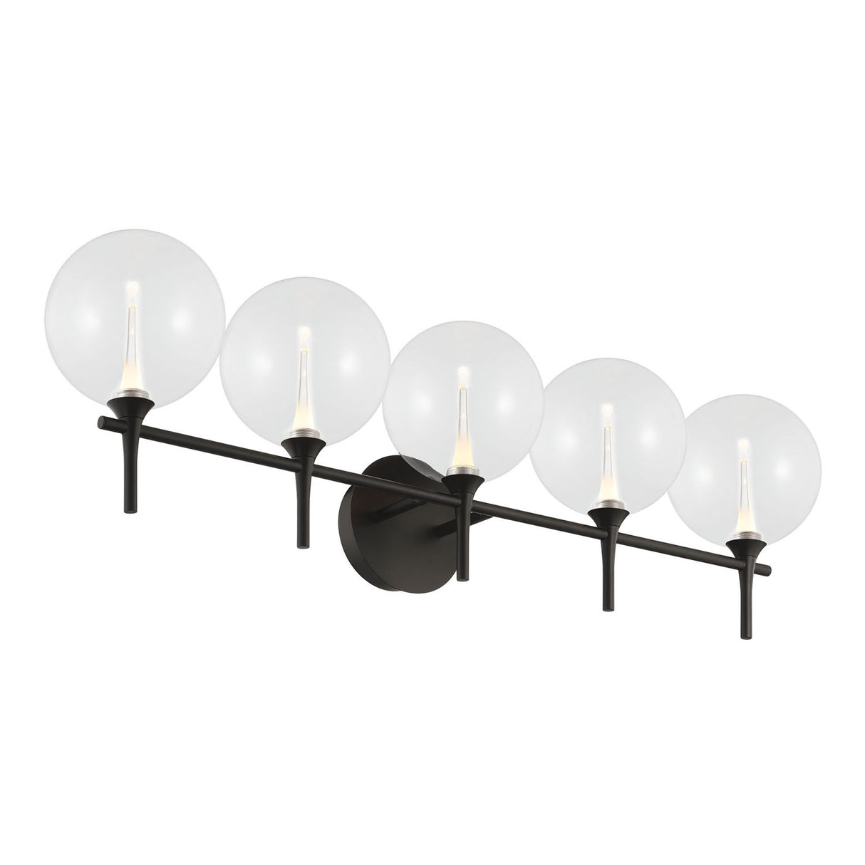 Eaton LED 5 Light Vanity, Matte Black and Clear Glass