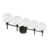 Eaton LED 5 Light Vanity, Matte Black and Clear Glass
