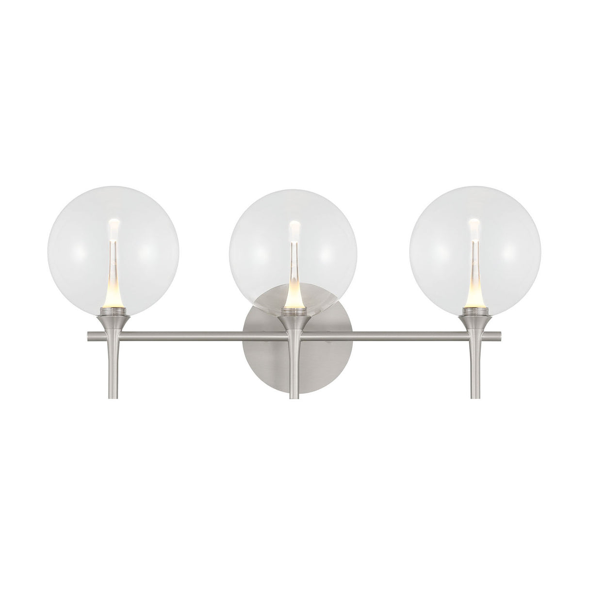 Eaton LED 3 Light Vanity, Satin Nickel and Clear Glass