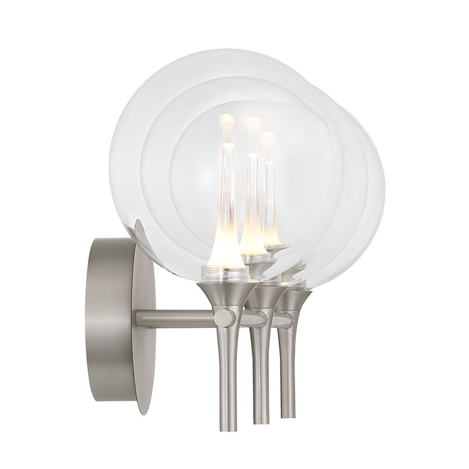 Eaton LED 3 Light Vanity, Satin Nickel and Clear Glass