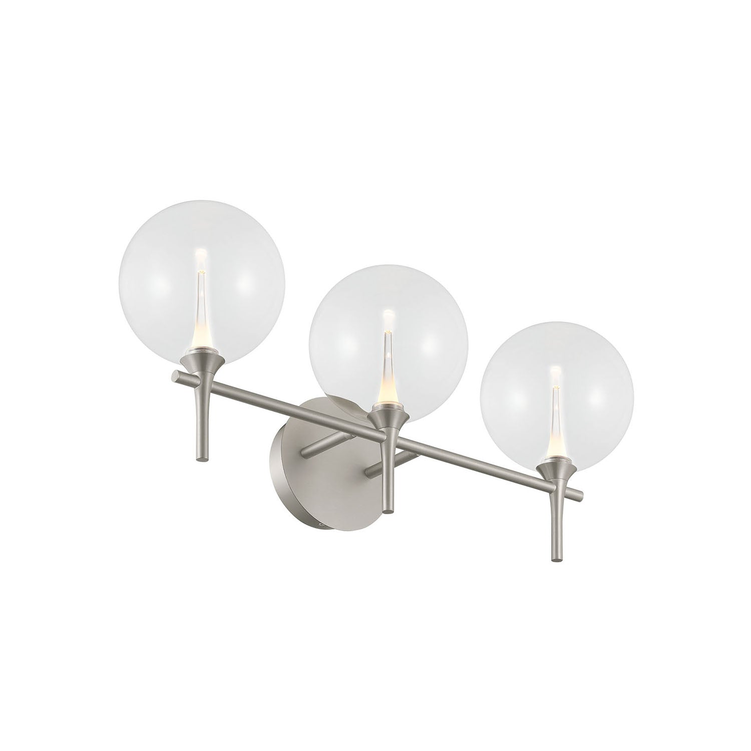 Eaton LED 3 Light Vanity, Satin Nickel and Clear Glass