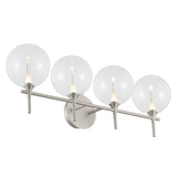 Eaton LED 4 Light Vanity, Satin Nickel and Clear Glass