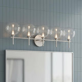 Eaton LED 5 Light Vanity, Satin Nickel and Clear Glass