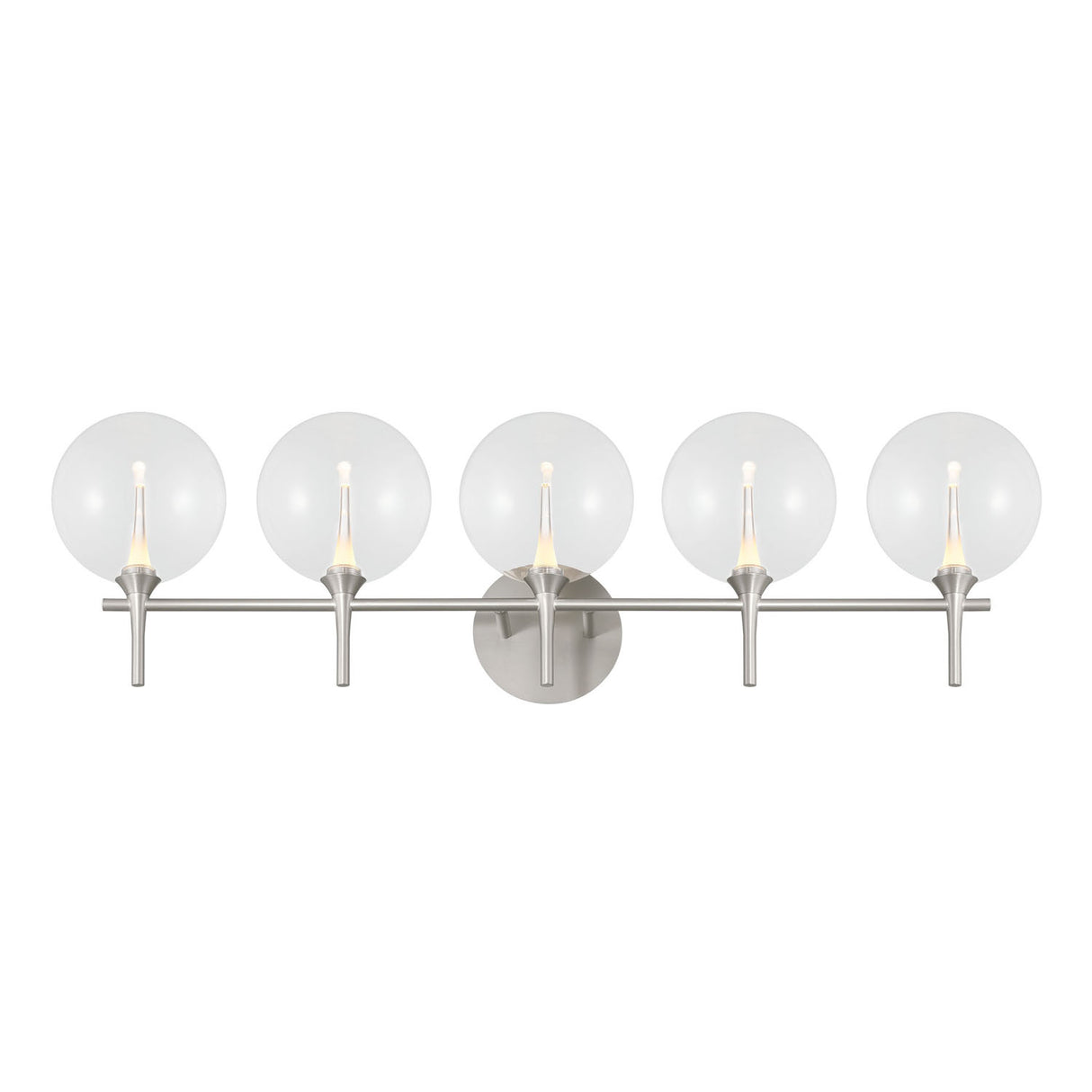 Eaton LED 5 Light Vanity, Satin Nickel and Clear Glass