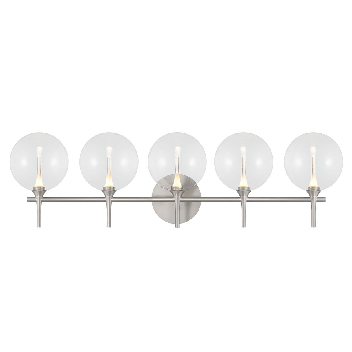 Eaton LED 5 Light Vanity, Satin Nickel and Clear Glass