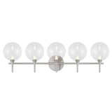 Eaton LED 5 Light Vanity, Satin Nickel and Clear Glass