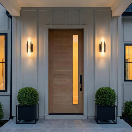 Delya Indoor/Outdoor LED Wall Sconce 16", Urban Bronze and Alabaster