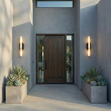 Delya Indoor/Outdoor LED Wall Sconce 22", Urban Bronze and Alabaster