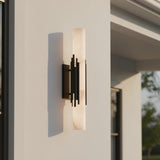 Delya Indoor/Outdoor LED Wall Sconce 28", Urban Bronze and Alabaster