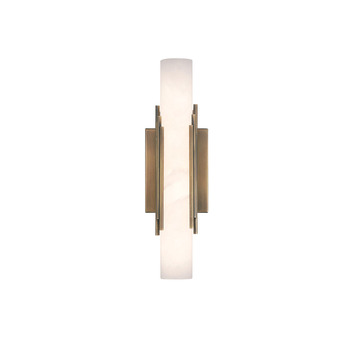 Delya LED Wall Sconce 16", Antique Brass and Alabaster