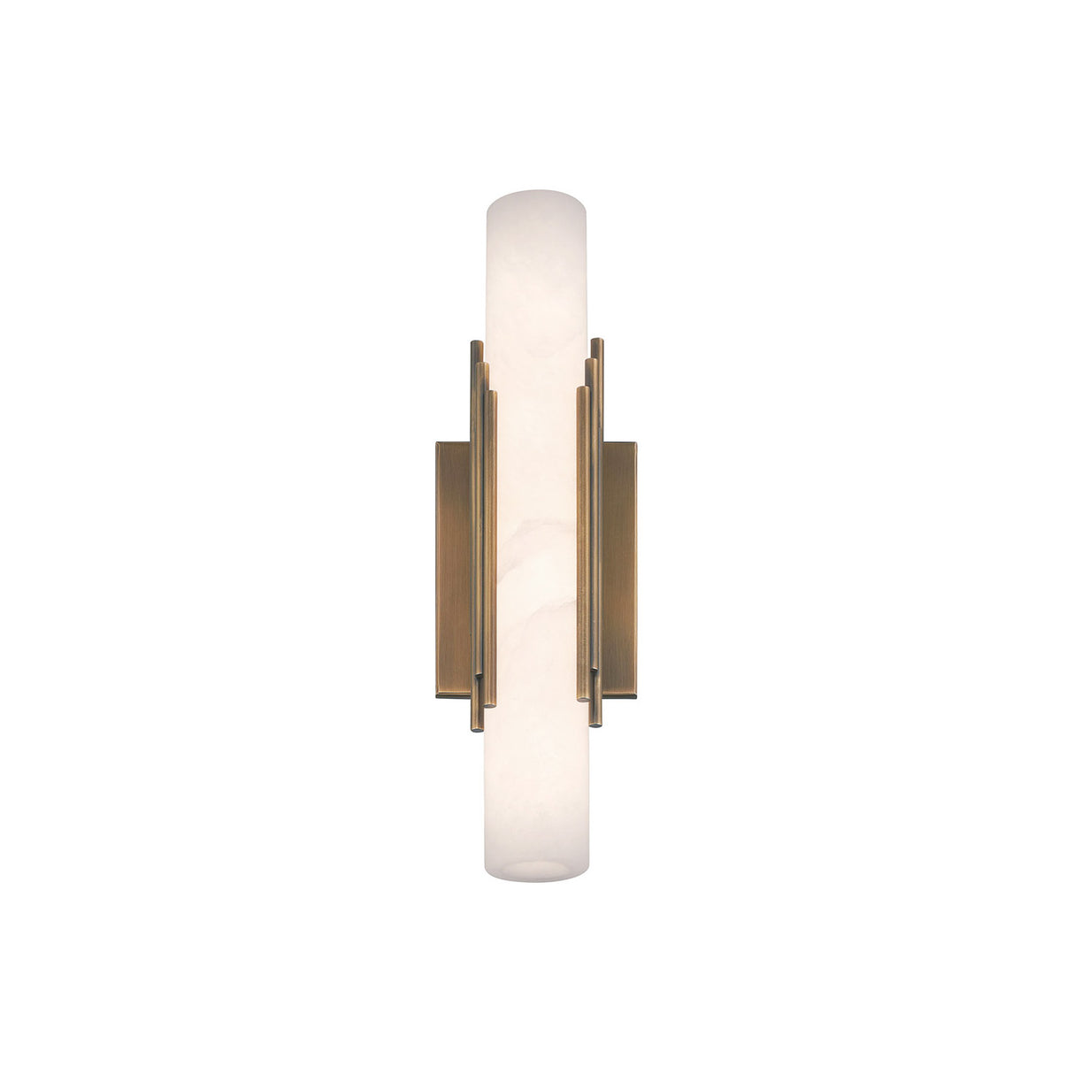 Delya LED Wall Sconce 16", Antique Brass and Alabaster