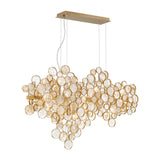 Denali 12 Light Linear Chandelier 40", Antique Gold with Topaz Glass