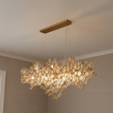 Denali 15 Light Linear Chandelier 56", Antique Gold with Topaz Glass
