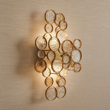 Denali Wall Sconce 18" Antique Gold with Topaz Glass for Transitional home with Textured Beige Wallpaper