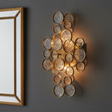 Denali Wall Sconce 18" Antique Gold with Topaz Glass for Modern home with Gray walls